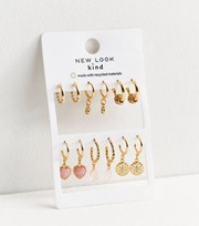 New Look 6 Pack Gold Charm Hoop Earrings